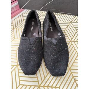 TOMS Women's Alpargata Black Twill Faux Shearling Shoe | Size 11